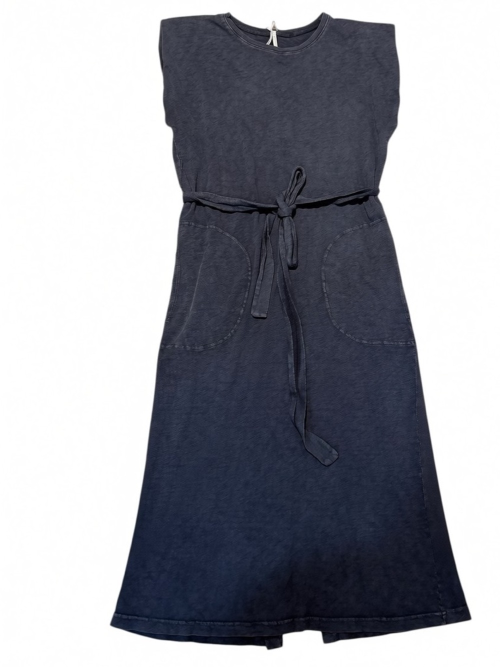 HELLO NITE 100% COTTON SLUB DRESS Belted Waist with Pockets Size XS